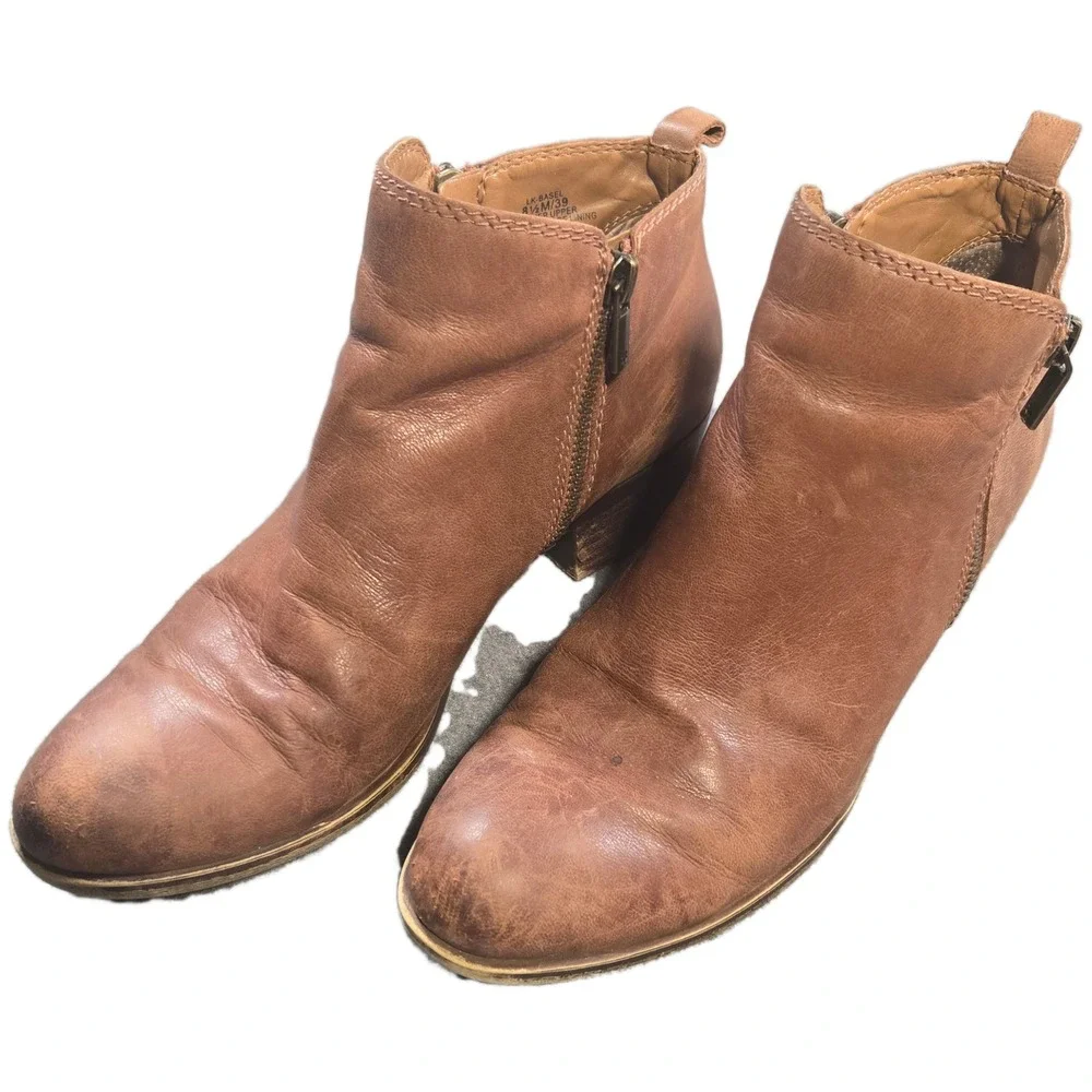 Lucky brand leather Ankle Booties‎ brown Sz 8.5 Basel boho chic western everyday